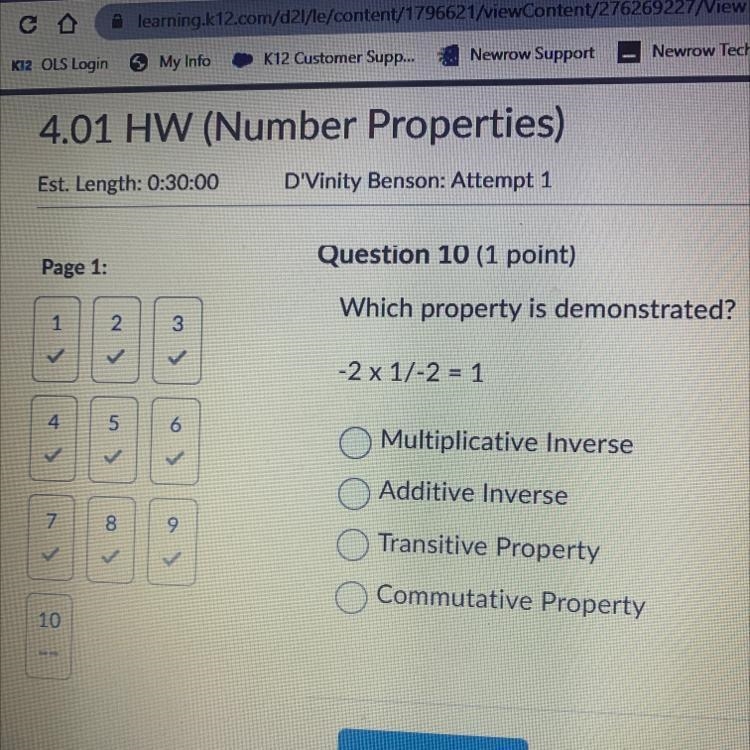 Which property is shown -2x1/-2=1-example-1