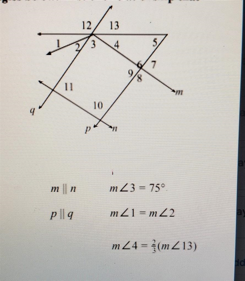 Find measures of angles 8, 13, 11, 2 and 5.Then list one relationship that justifies-example-1