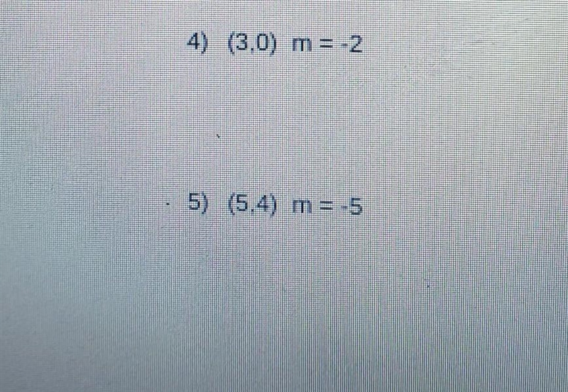 Write an equation of the lines that passes through each point with the given slope-example-1