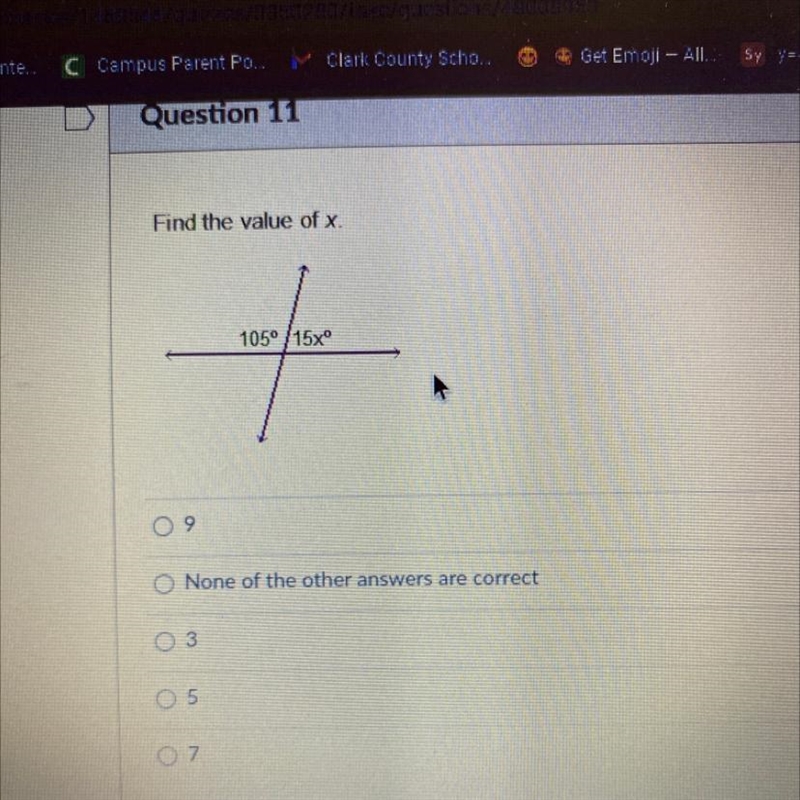 Find the value of x. 105°/15x-example-1