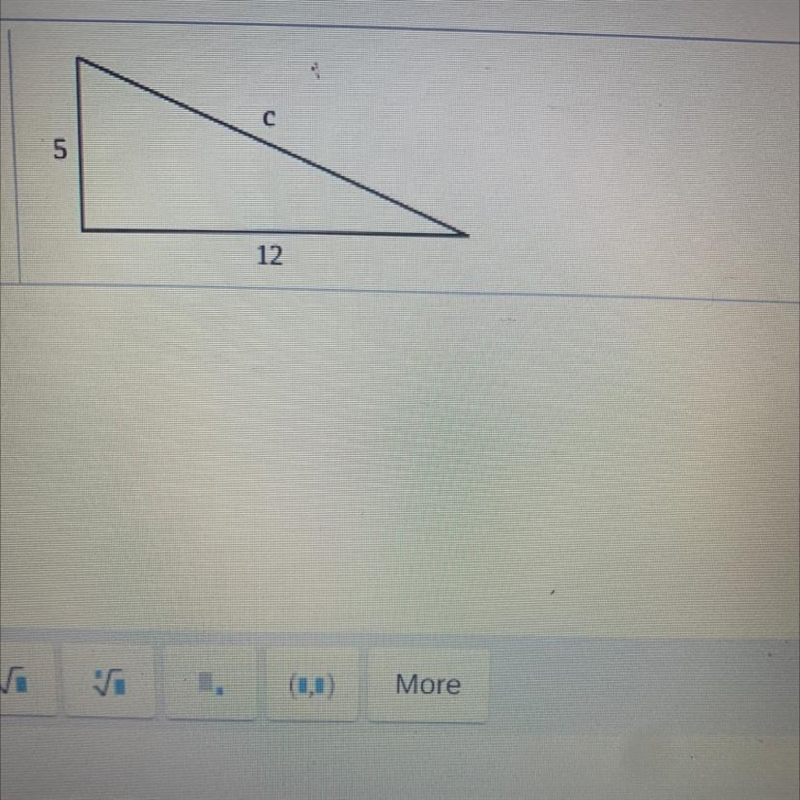 Use the pythagorean theorem to find the missing length in the right angle-example-1