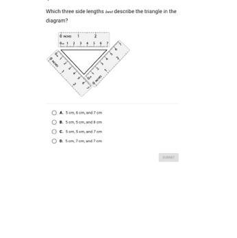 Which three side lengths best describe the triangle in thediagram?shealbastoul.0 INCHES-example-1