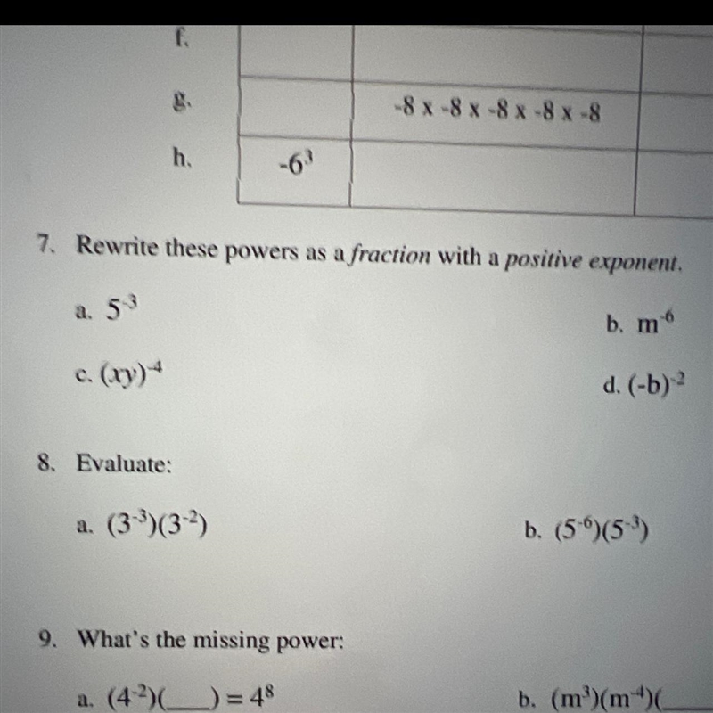 Rewrite these powers as a fraction with a positive exponent.-example-1