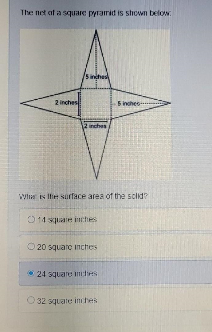 What is the area, in square units, of the parallelogram shown below? D A 7 units C-example-1