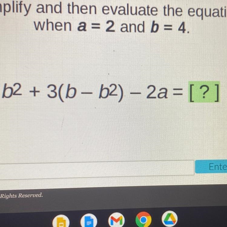 Simplify and then evaluate the equation when A=2 and b=4-example-1