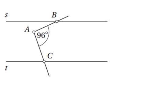 Points B and C are on parallel lines with s and T, respectively. The size of the angle-example-1