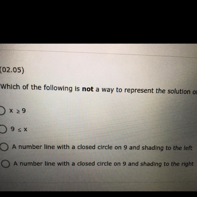 which of the following is not a way to represent the solution of the inequality 2(x-example-1