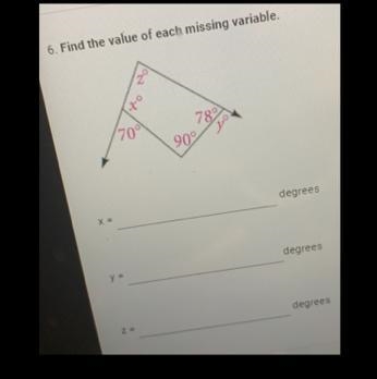 6. Find the value of each missing variable.-example-1