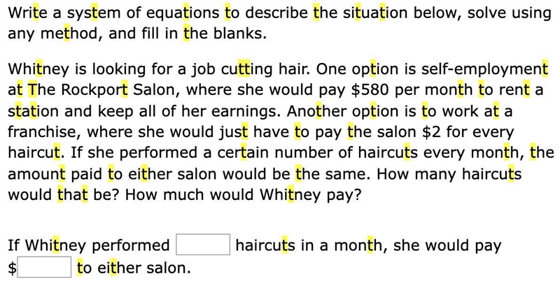 Whitney is looking for a job cutting hair. One option is self-employment at The Rockport-example-1