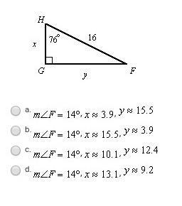 solve the right triangle and round decimal answers to the nearest tenthi know its-example-1