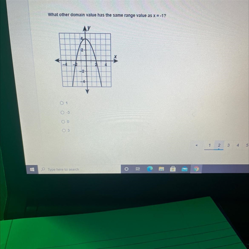 What other domain value has the same range value as x=-1?-example-1