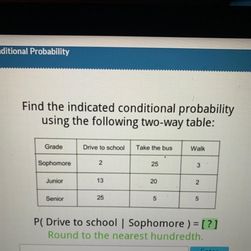 Pleaseee helP Find the indicated conditional probability using the following two-way-example-1