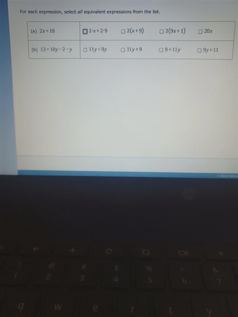 For each expression, select all equivalent expressions from the list. 20x 2x+ 2.9 (a-example-1