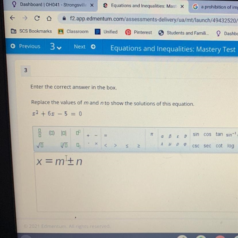 Enter the correct answer in the box.Replace the values of m and n to show the solutions-example-1