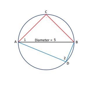 Two triangles – triangle ABC and triangle ABD – sit inside a circle with a diameter-example-1