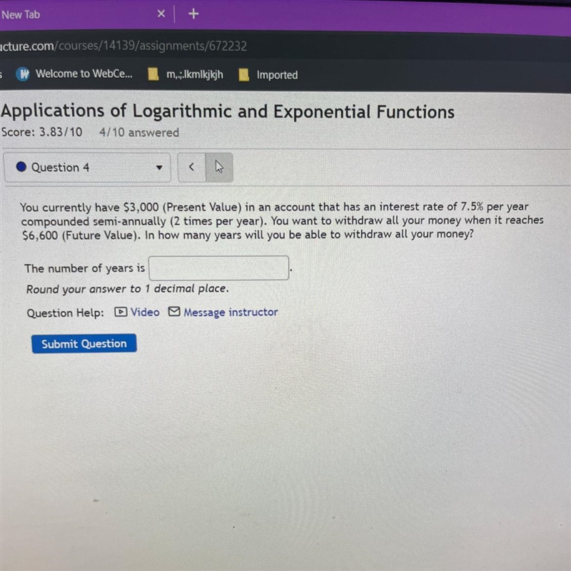 You currently have $3,000 (Present Value) in an account that has an interest rate-example-1