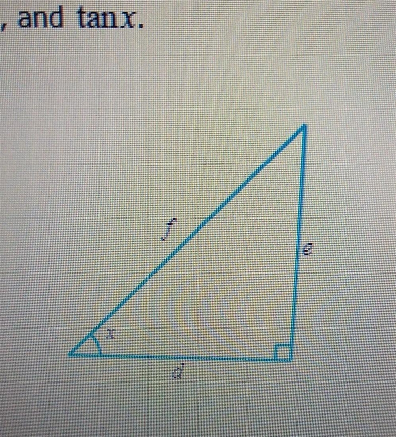 a right triangle has side lengths d,e, and f as shown below. Use these lengths to-example-1