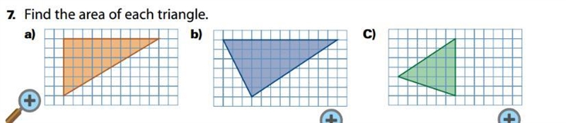 Find the area of each triangle.-example-1