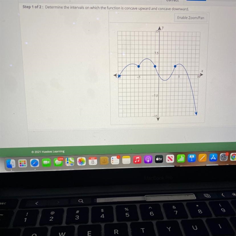 Determine the interview on which the function is concave upward and concave downward-example-1