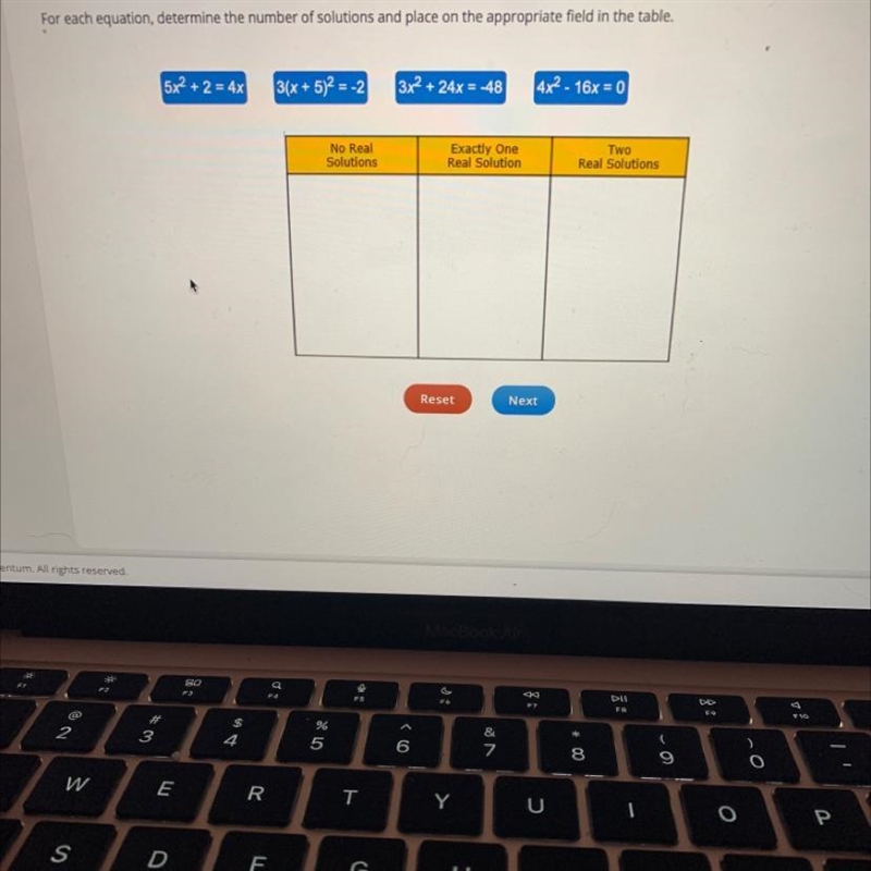 Determine the number of solutions and place on the appropriate field in the table-example-1