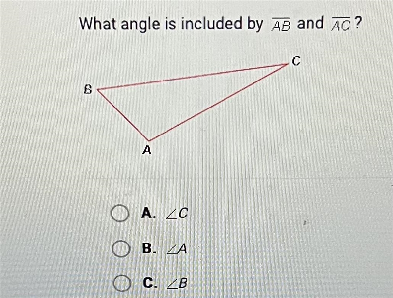 What angle is included by AB and AC?ВAА. 20ОООВ. Ас. В-example-1