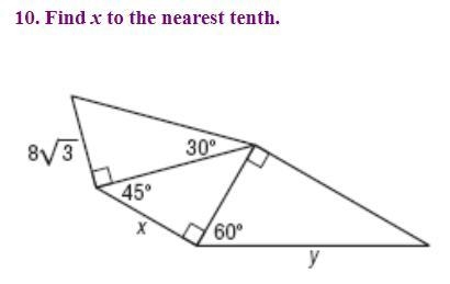 Trigonometry find X and Y-example-1