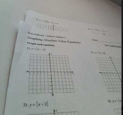 7) exal Kuta Software - In Onite Algebra 2 Graphing Absolute Value Equations Graph-example-1