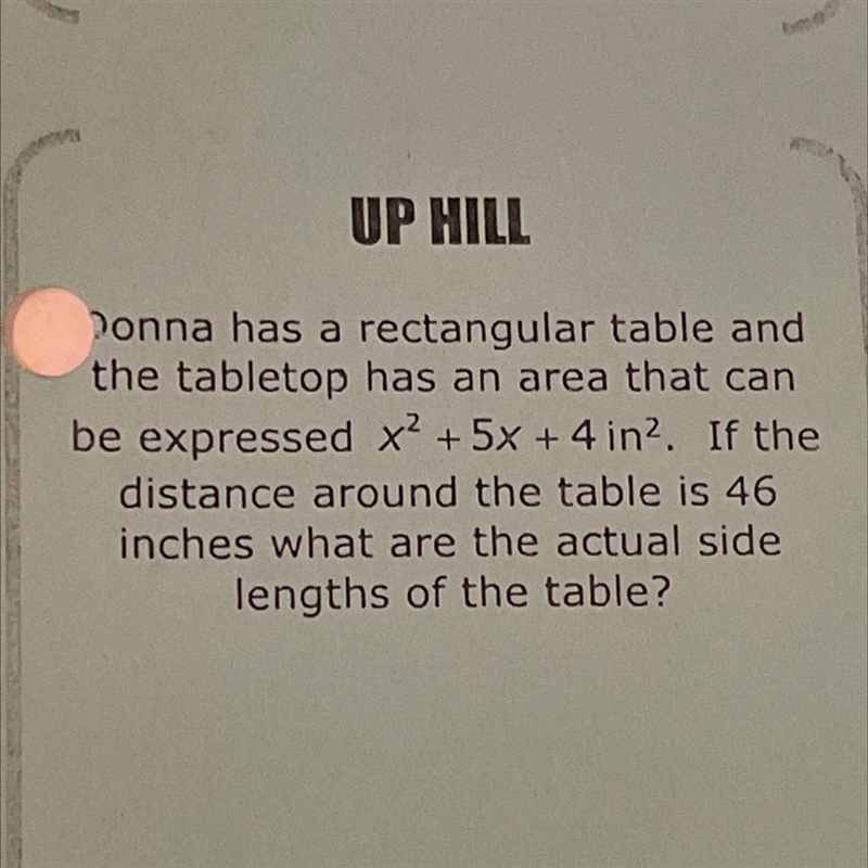 Algebra 1, (Up Hill is not apart of the problem it’s just what the section of my homework-example-1