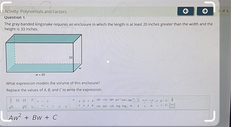 Ta Question Unit Activity: Polynomials and Factors Question 1 The gray-banded kingsnake-example-1