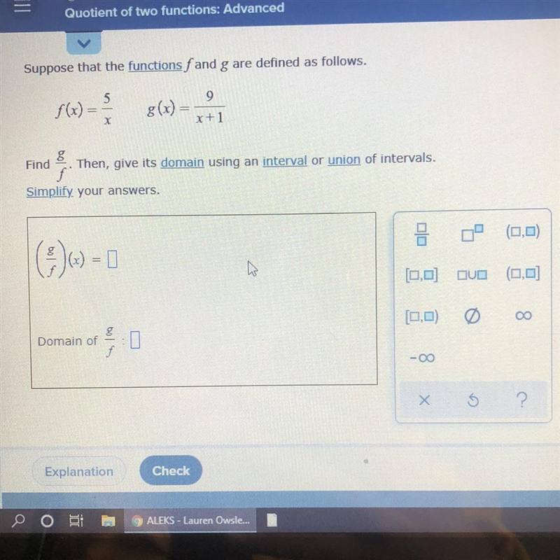 Suppose that the functions f and f are defined as follows F(x)= 5/x g(x)=9/x+1 Find-example-1