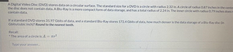 a digital video disc (DVD) stores data on a circular surface. The standard size for-example-1