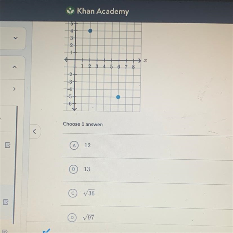 URGENTTTT PLEASE ANSWERS Distance between two points whats the distance between the-example-1