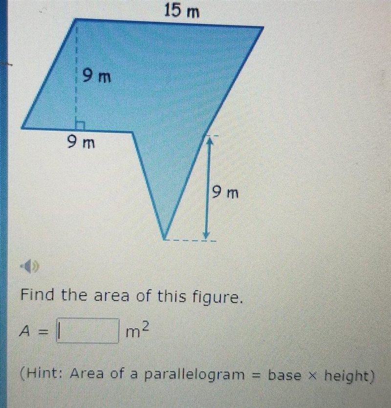 15 m 9 m 9 m 9 m Find the area of this figure. I m2-example-1