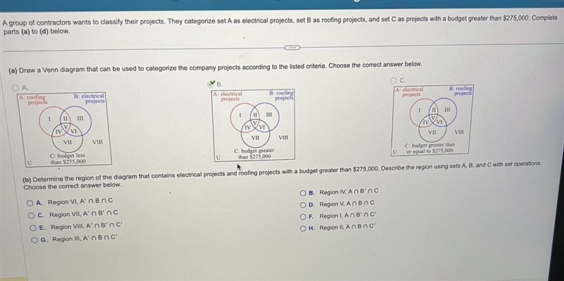 Determine the region of the diagram that contains electrical projects and roofing-example-1