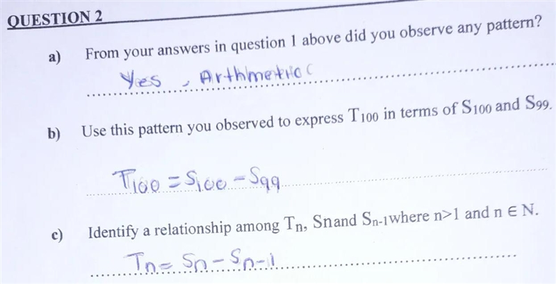 a. do you think your formula in 2c ( Tn=Sn-Sn-1) above will hold for a geometric series-example-2