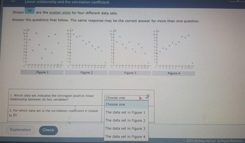 Shown below are the scatter plots for four different data sets.Answer the questions-example-1