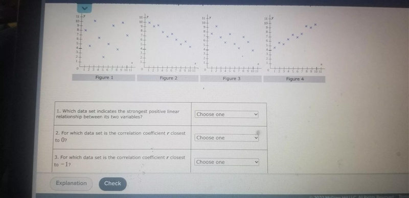 Shown below are the scatter plots for four different data sets.Answer the questions-example-2