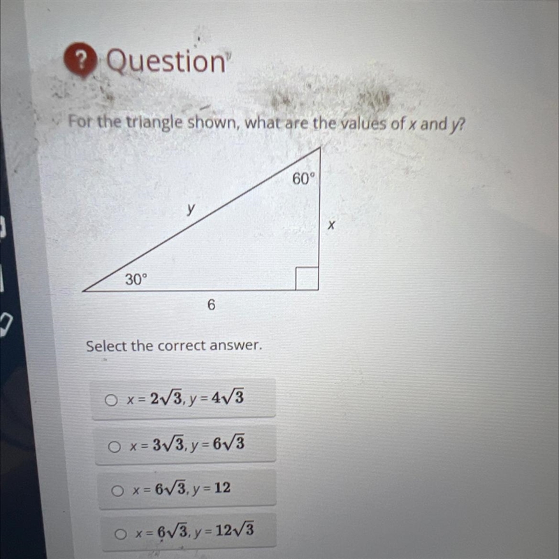 For the triangle shown what are the values of X and Y￼￼-example-1