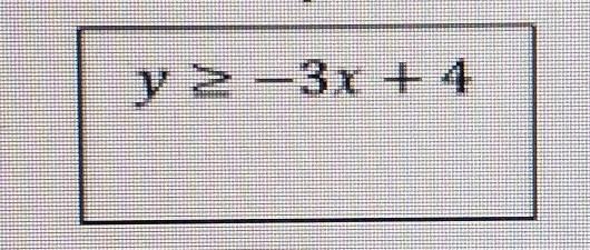 This is the equation:( Y >/_ -3x + 4 )Now I already have two answers for this equation-example-1