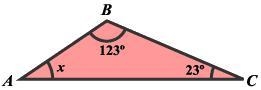 What is the measure of x in triangle ABC? A. 35o B. 34o C. 33o D. 24o-example-1