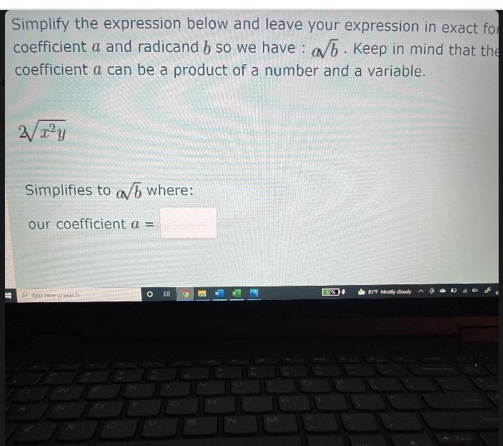 Simplify the expression leave expression in exact form with coefficient a and b so-example-2