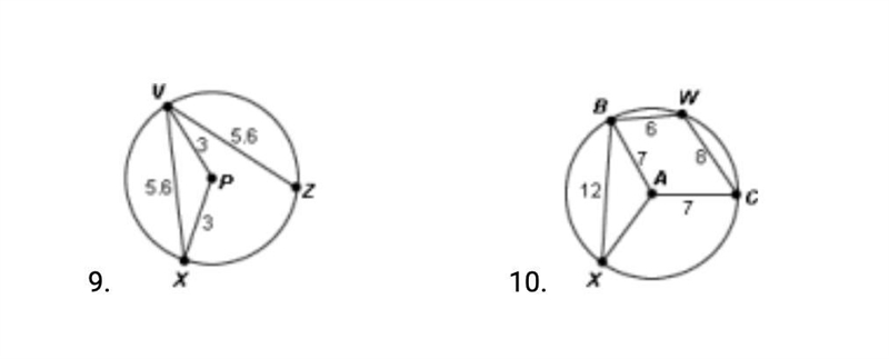 For questions 4 – 6, name all of the radii of the circle shown in the figure. For-example-2