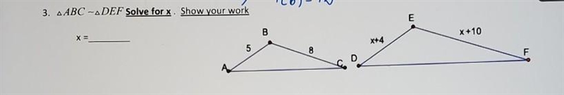 3. A ABC - DEF Solve for x.I added a picture, please help ASAP-example-1