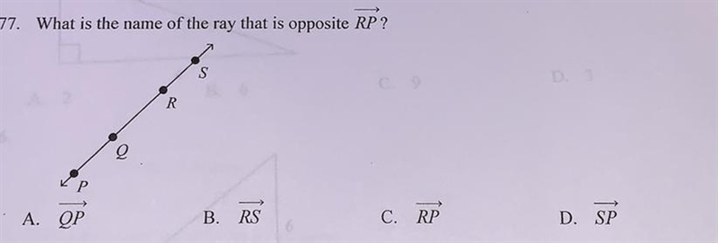 77. What is the name of the ray that is opposite RP ?SRA. OPB. RSC. RPD. SP-example-1