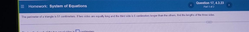 What is the length of the two equal sides? What is the length of the third side?-example-1