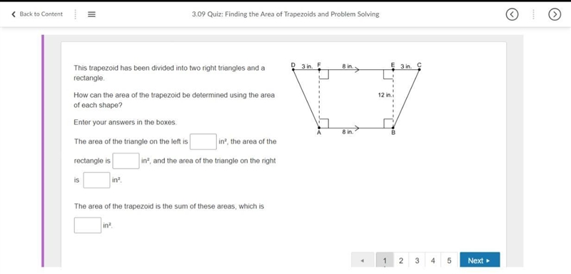 This trapezoid has been divided into two right triangles and a rectangle. How can-example-1