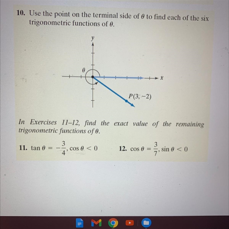 Use the point onnthe terminal side of Angle to find each of the six trigonometric-example-1