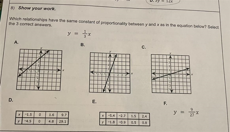 Which relationships have the same constant of proportionality between y and x as in-example-1