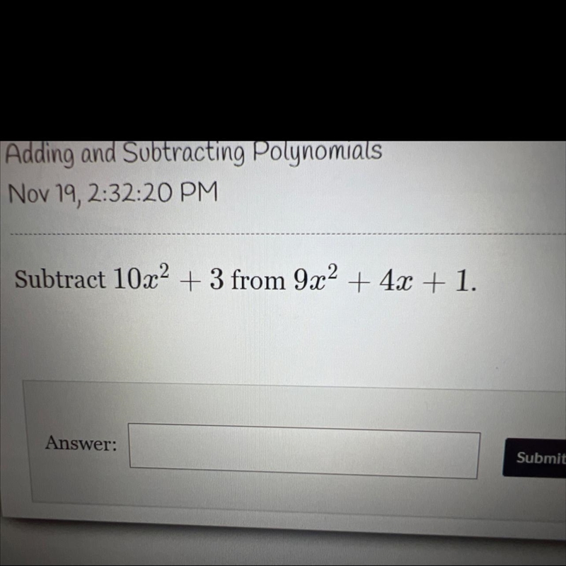 Adding and subtracting polynomials-example-1