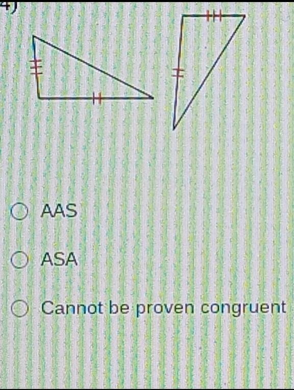 State whether the triangles can be proven congruent, if possible, by AAS or ASA-example-1